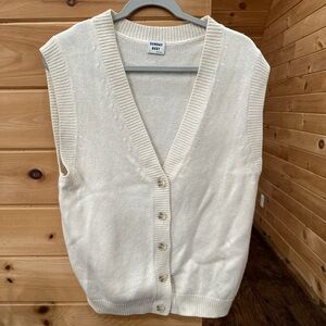 Aritzia Cream V-Neck Button Front Sweater Vest